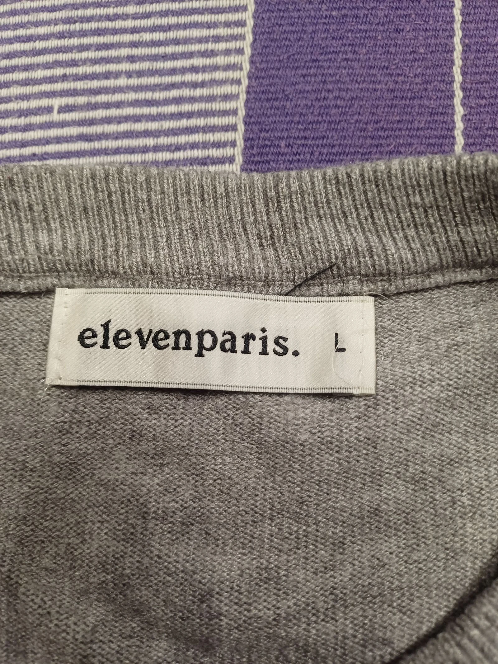 Grijze trui maat L maar past als maat M dat is 38 gezien de maten merk Elevenparis zeer goede staat in polyester viscose en nylon – photo 6